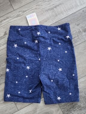 NWT Lularoe Biker Shorts Heathered Navy And White Star Print Large